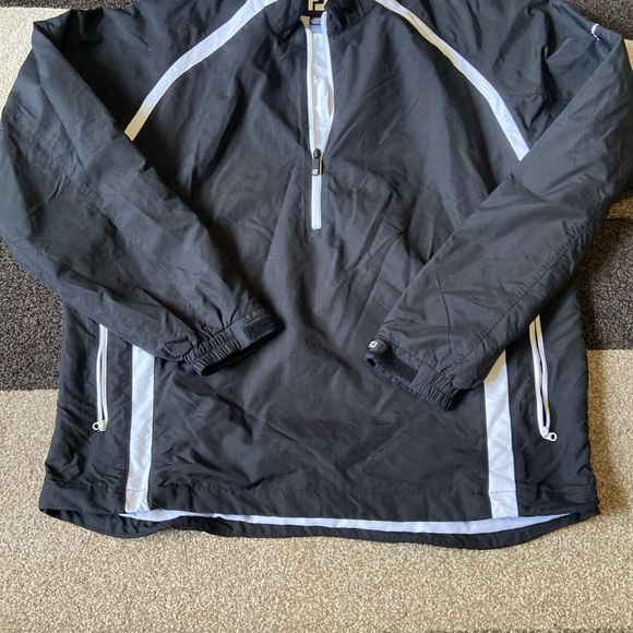 FootJoy Large Black/White 1/2 Zip Pull over Windbreaker Jacket - Picture 3 of 9